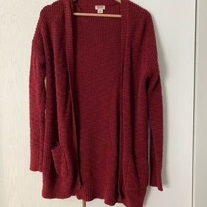 Red cardigan